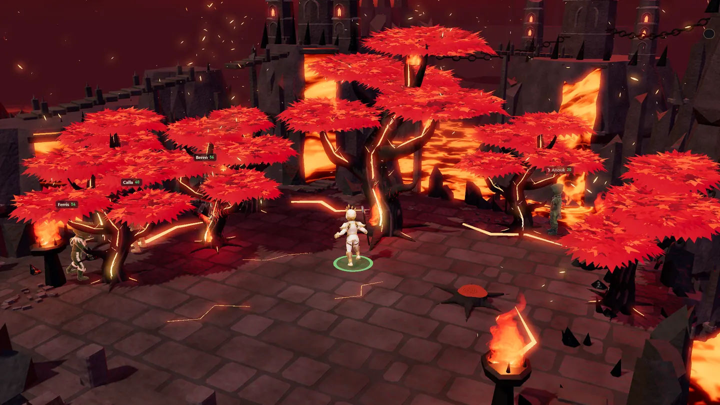 Cinderfall Abyss, the level-10 Woodcutting grove of burning trees